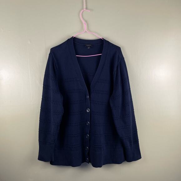 Talbots Sweaters - Talbots Navy Blue V-NECK POINTELLE GIRLFRIEND CARDIGAN